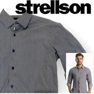 Strellson Blue Shirt Print Slim Fit button down 38/15​​